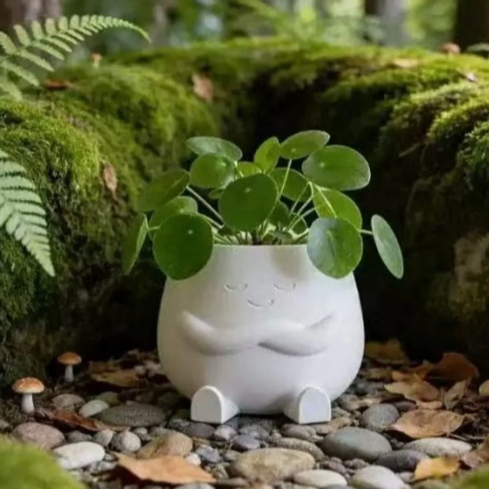 Novelty Mini Size Plant Pot 3d Printed Stylish Design Flowerpot Ornaments Holder Head Planter Garden Display JJ2456  CX