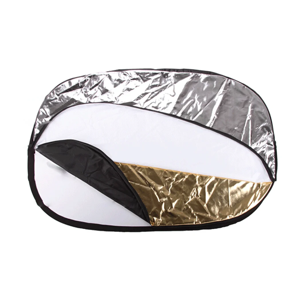 

5-in-1 Oval Foldable Photography Reflector Black Gold Translucent Portable Studio Photo Lighting Reflector 90x120cm