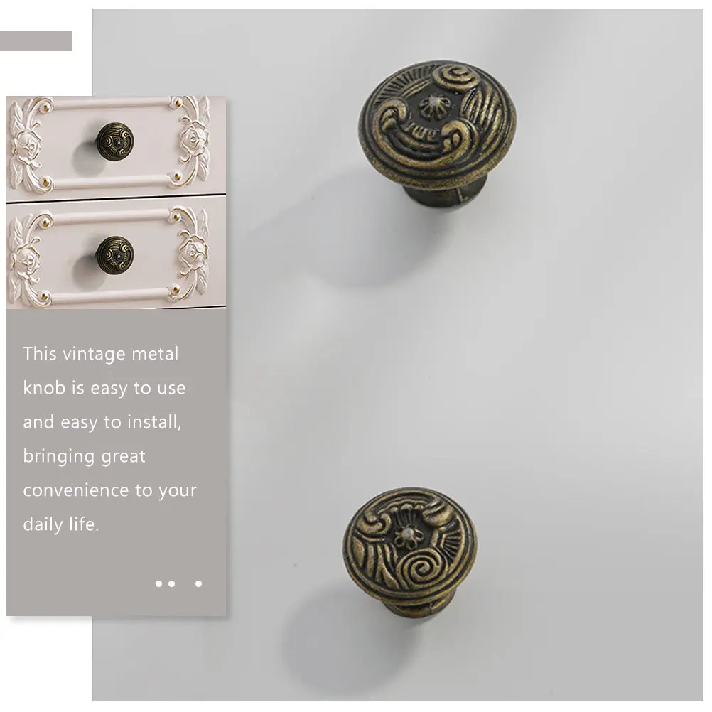 6Pcs Elegant Vintage Metal Drawer Knobs Zinc Alloy Cabinet Handles for Home Bar Restaurant Hotel Furniture Restoration