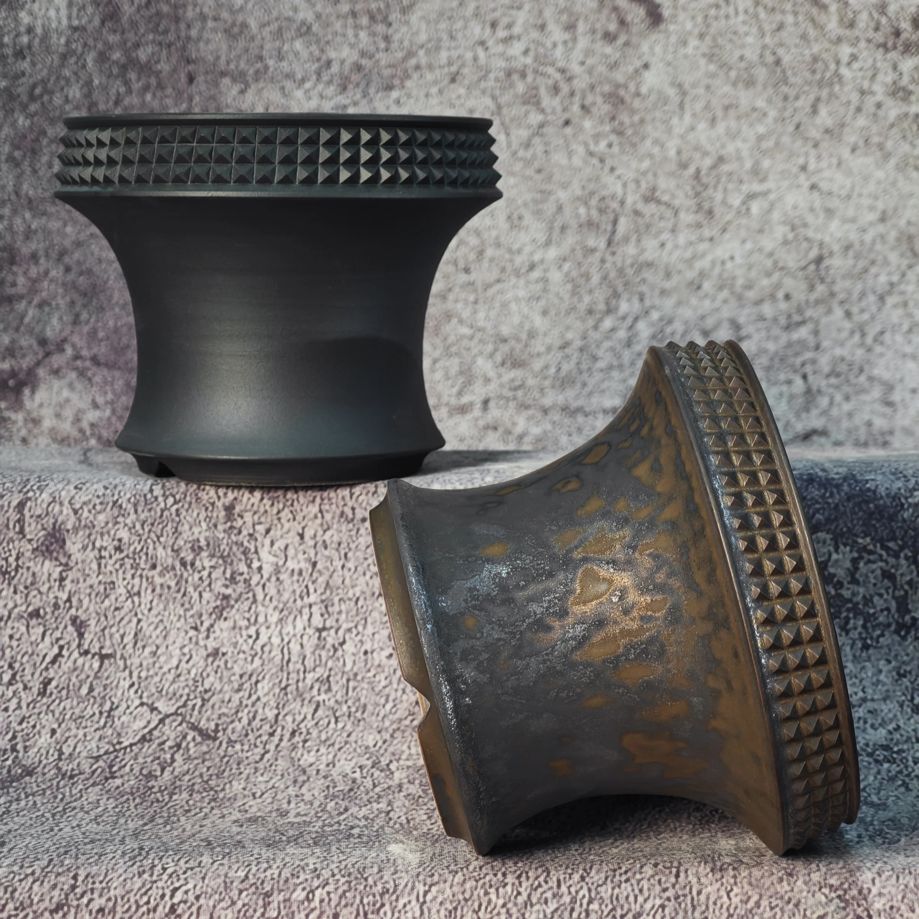 Medium Caudex Planter | Handcrafted Ceramic Pot with Rivet Engraving | Unique Flowerpot for Caudex Plants, Pachypodium, Cactus &