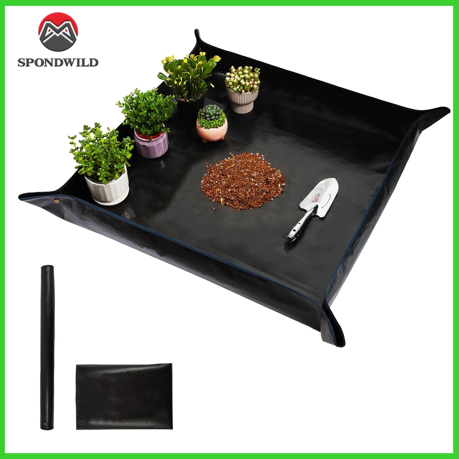 Foldable Gardening Mat 30x30cm, 11.8x11.8in Adjustable, PVC Waterproof Potting Pad, Portable Plant Transplanting Workstation