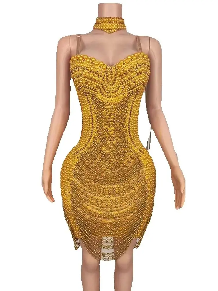 

High Quality Hot Bead Sexy Suspender Elastic Dress 2025 New Fashion Custom Women'S Clothing