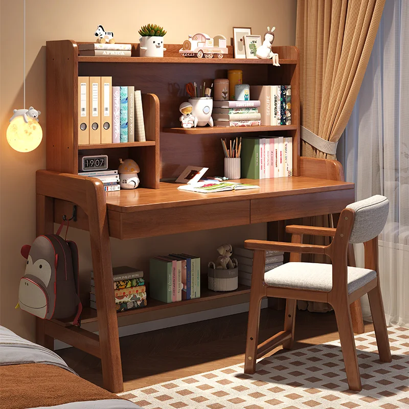 High school students solid wood desk book combination computer table children's study table household integrated