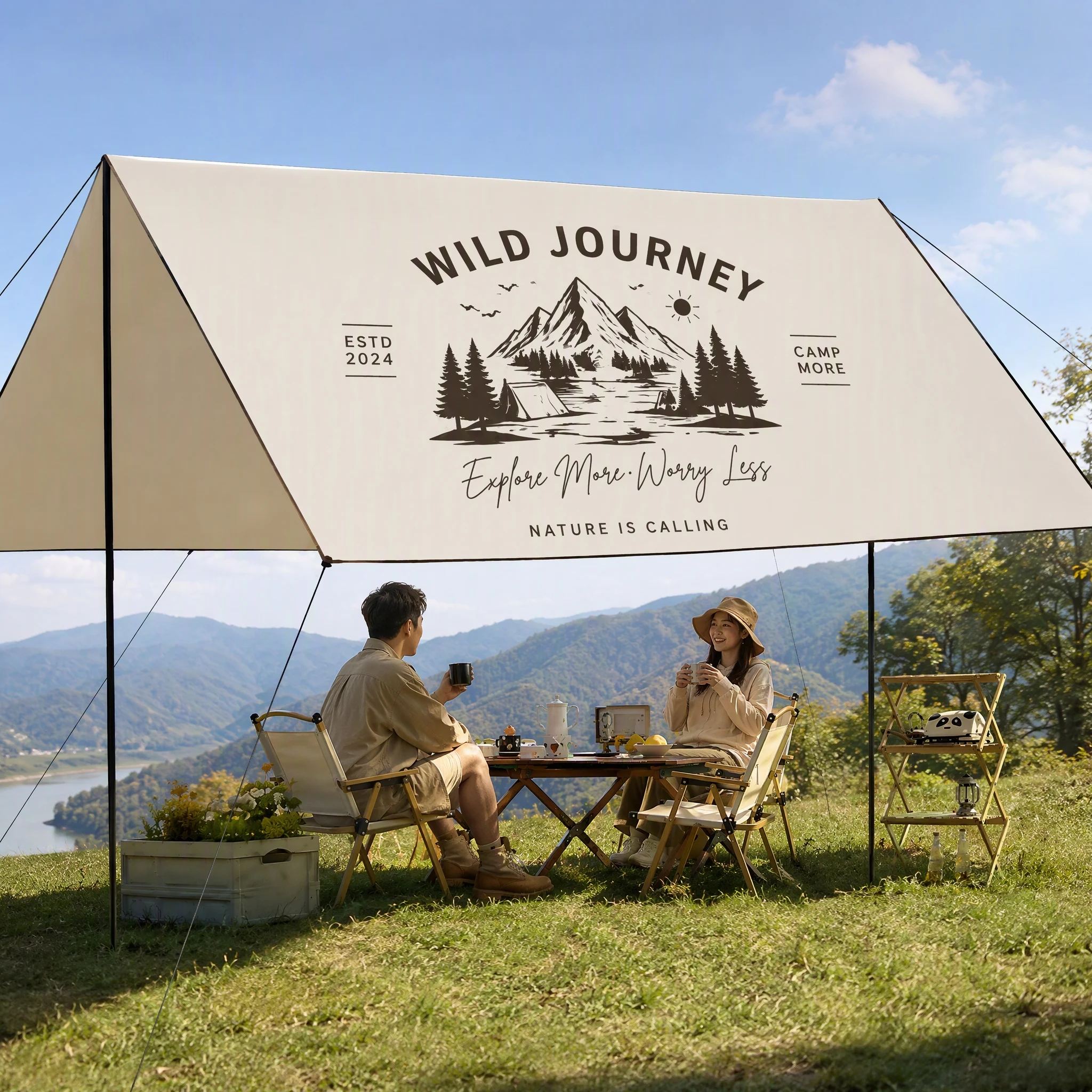 Custom Printed Outdoor Canopy Shelter Tent Waterproof Sun Shade Awning Personalized Design for Camping Garden Party Events