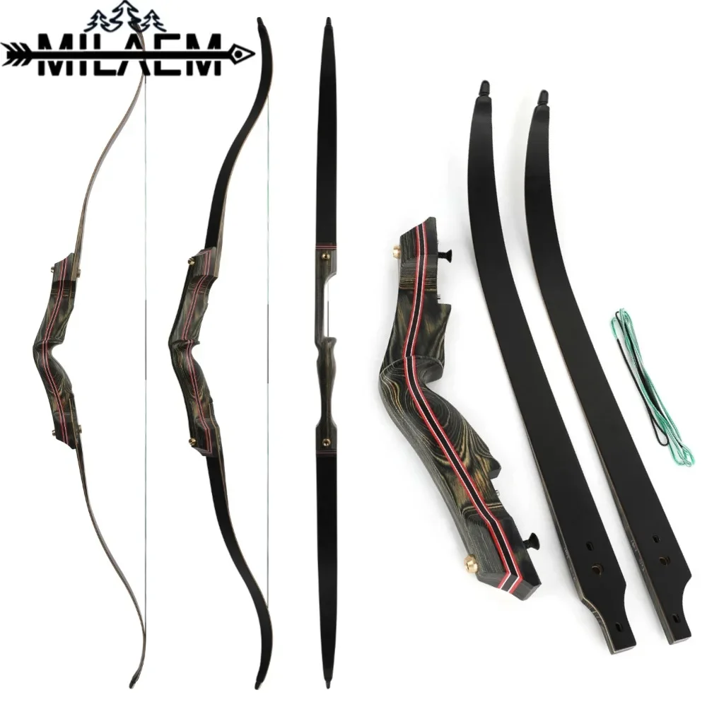 

62inch 30-60lbs Archery Recurve Bow CNC Machined Takedown Split Hunting Bow 17'' Bow Handle for Right Hand Shooting Accessories