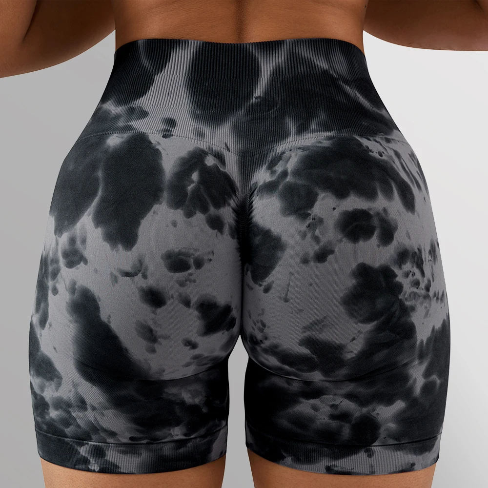 Tie Dye Yoga Shorts Women's Sports Shorts Outdoor Running Yoga Pants Comfortable High Waist Elastic Tight Fitness Shorts Women