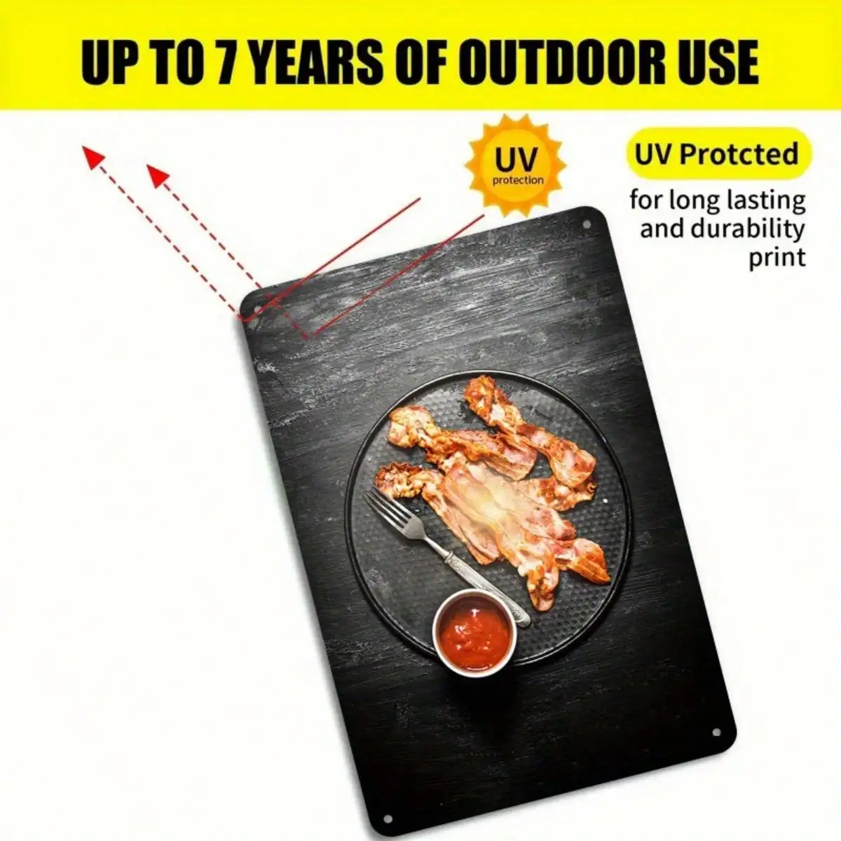 1PC Tin Sign Crispy Bacon - Kitchen/Dining Wall Decor, Delicious Food Art, 8x12in/20x30cm