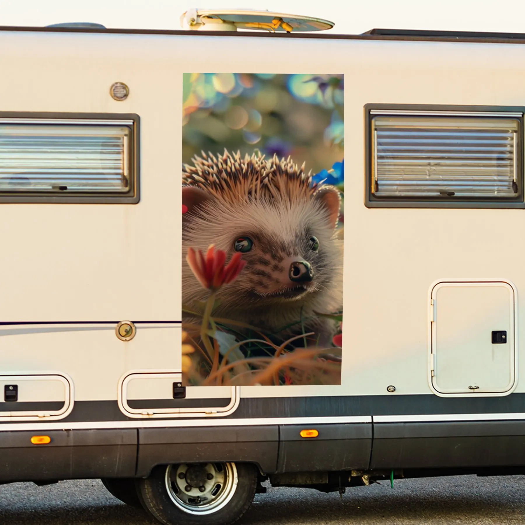 

Автомобильная наклейка «Ежик в цветочном кластере», виниловая наклейка на сторону дома на моторику, водонепроницаемая самоклеящаяся виниловая наклейка на