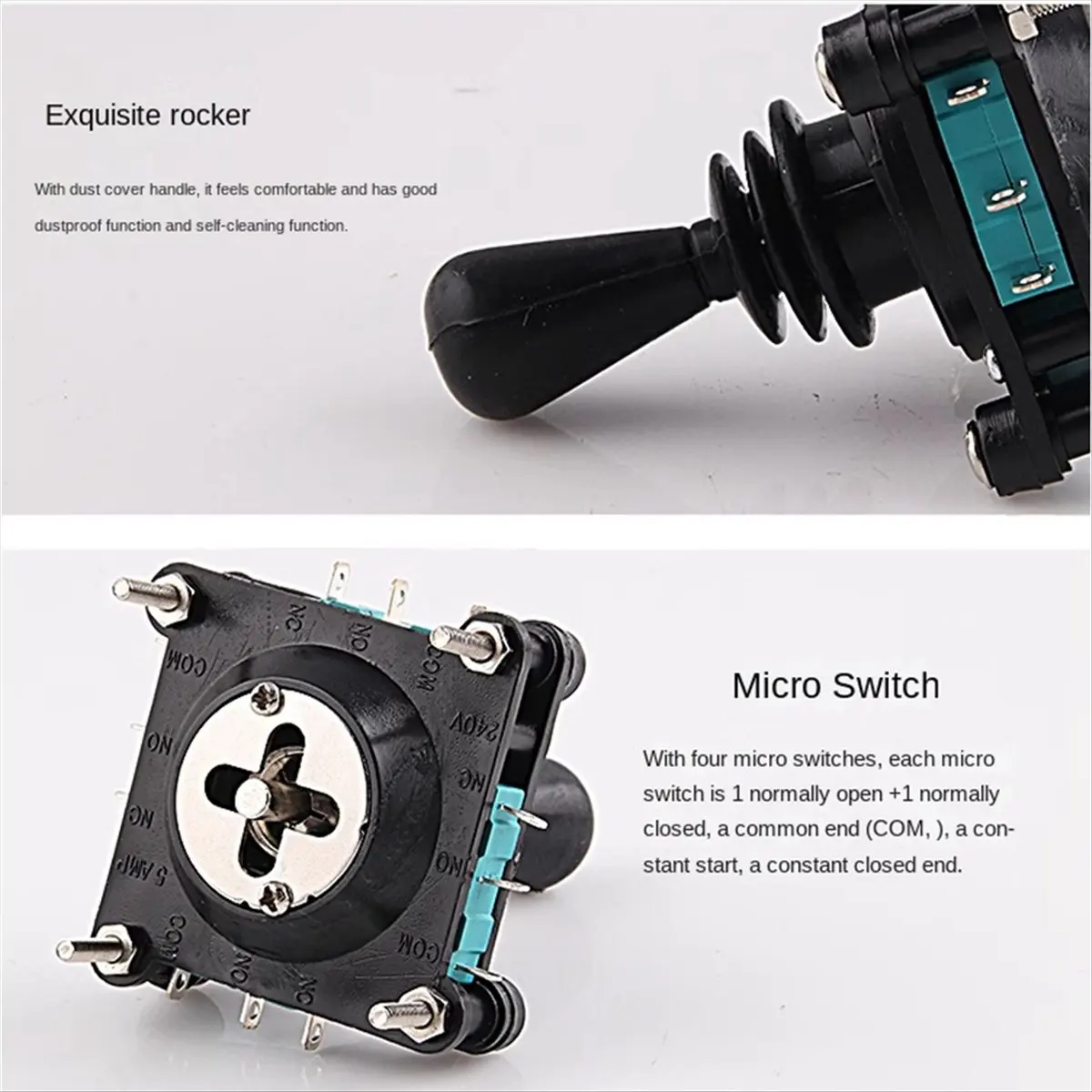 NOCM Monolever Joystick Switches with Push Button 2 4 8 Way Reset Momentary Toggle -Rocker Switches CV4--04R2G
