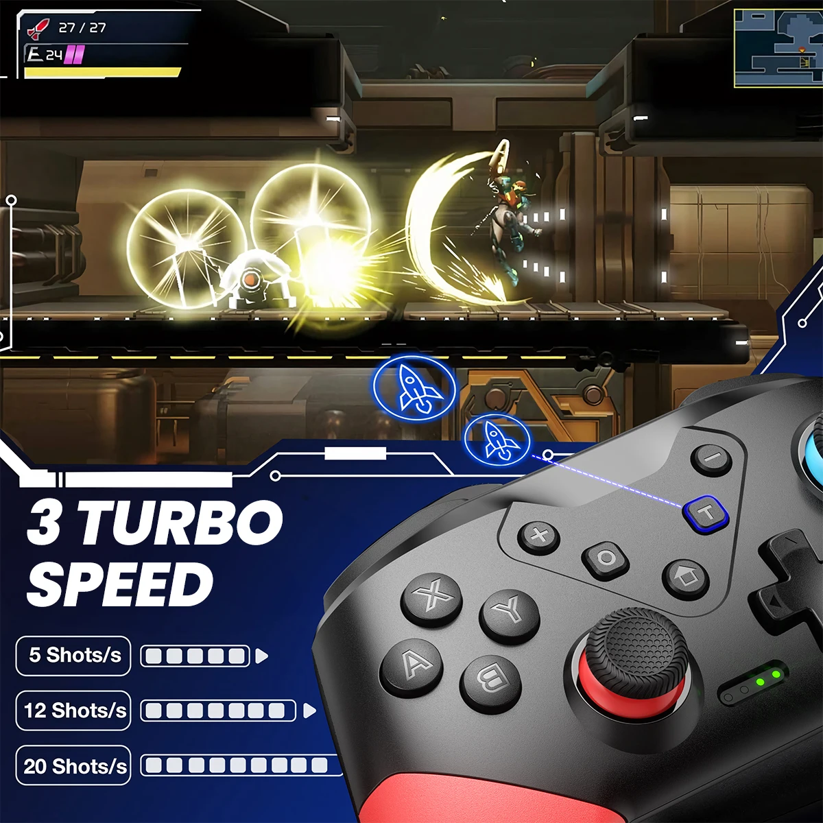 VOYEE Switch Controller kompatibel mit Switch/Lite/OLED, Switch Pro Controller mit Programmierung Motion Control Vibration