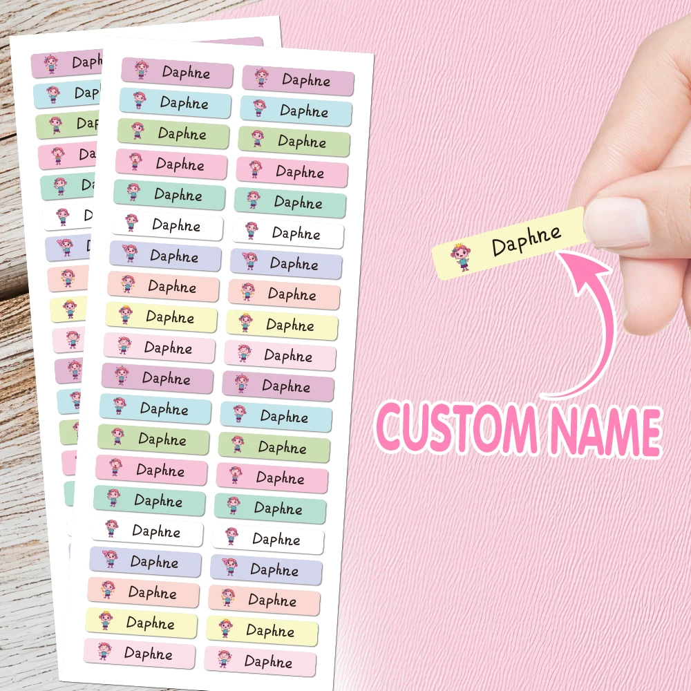 Name Tag Sticker Custom Waterproof Shoes Tag Rope Decals Personalized First Name Label For Children School Stationery Bottle