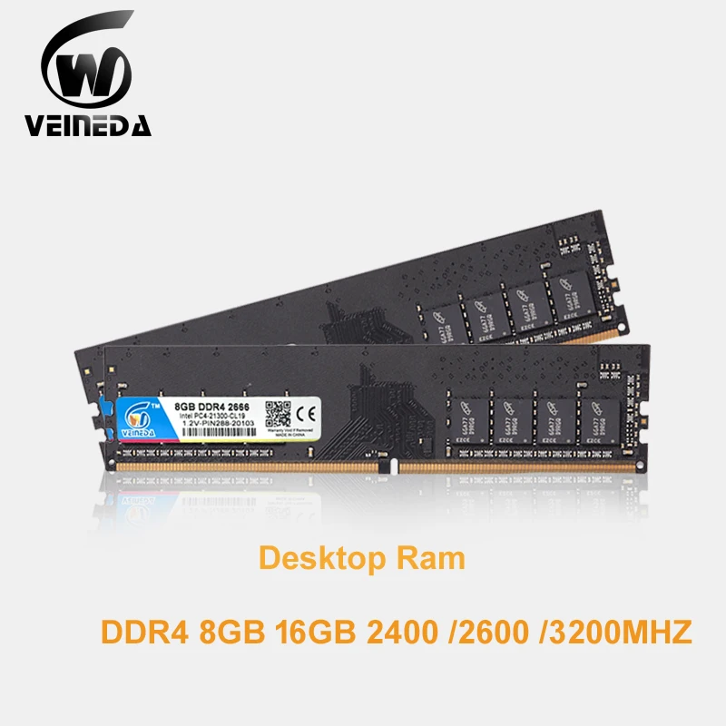 VEINEDA memoria Ram ddr4 8GB 16G ram ddr4 PC4 2133 2400 2666 3200Mhz compatible con placa base ddr4 de escritorio 288 pines