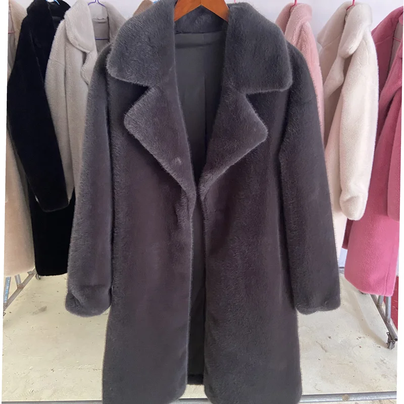 Faux Mink Fur Coat Women Especially Luxury 2023 Winter Long Fur Jackets Female Plus Size High Quality Suit Colla