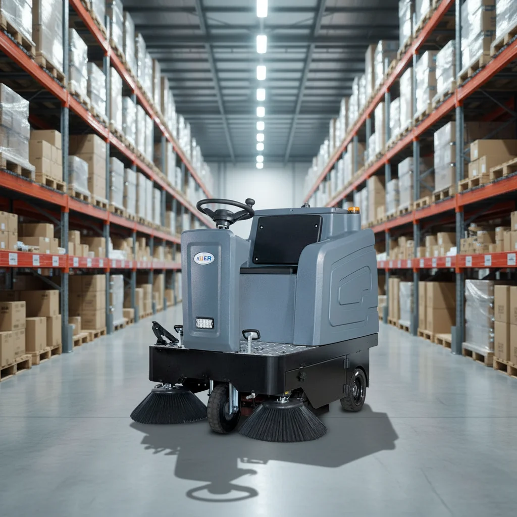 Road Sweeper Street Cleaning Floor Sweeper Electric Battery Powered Self-Propelled Heavy Duty Ride-On with Side Brush