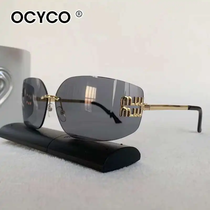 

Fashion Luxury Rimless Design Sunglasses Women Retro Metal Sun Glasses for Men Brand Design Shades Eyewear UV400 Gafas De Sol
