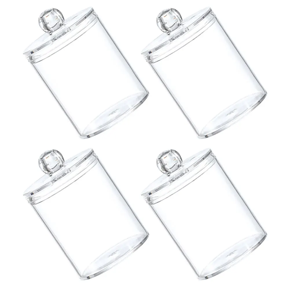

4 Pcs Cotton Ball Storage Box Transparent Dust-proof Household Organizer Clear Lidded Container Desktop Storage Case Tool