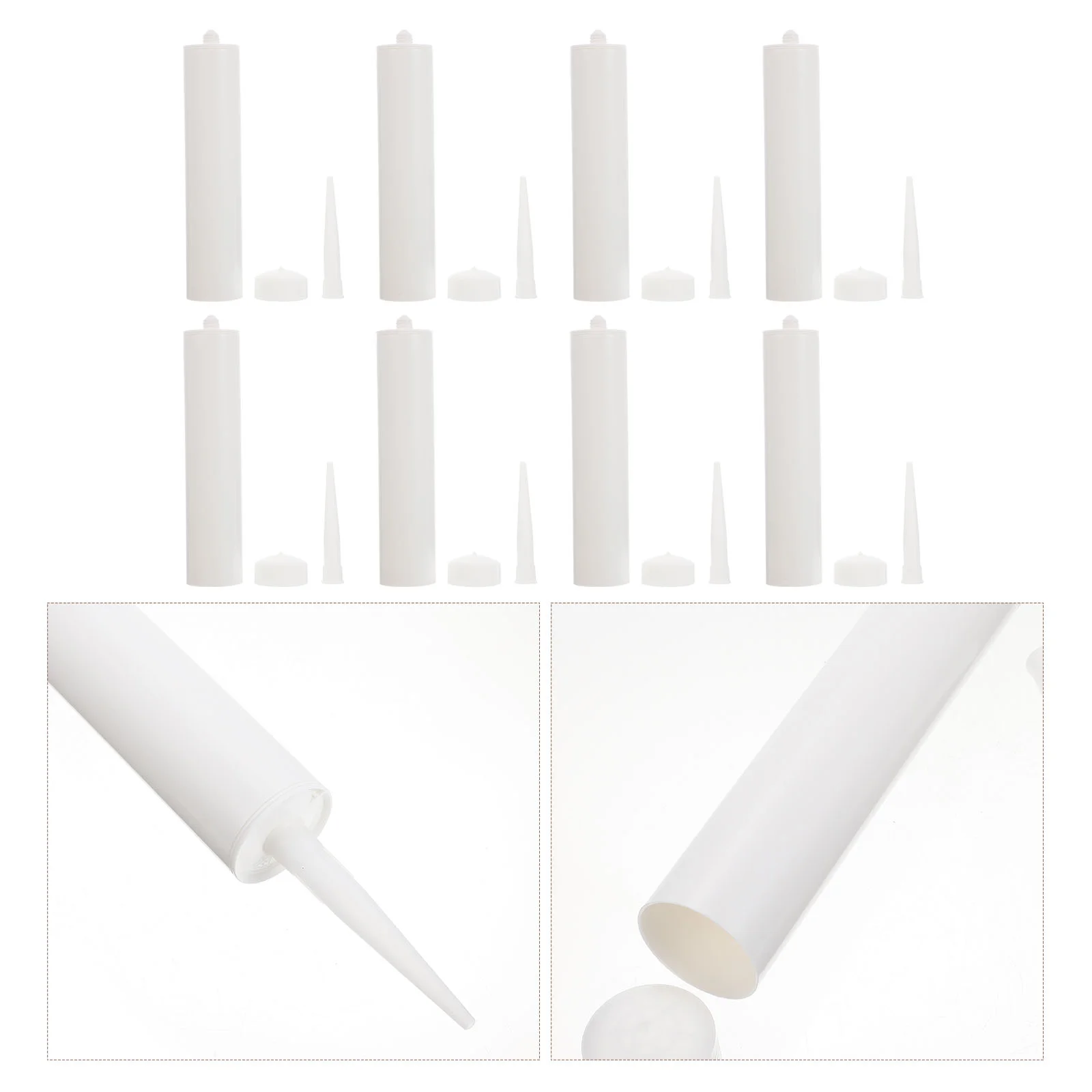 

8 Sets Silicon Sealant Fire Extinguisher Bottles White Caulking Tubes Latex Plastic Duct Tape Glass Glue Empty Pointed Sealants