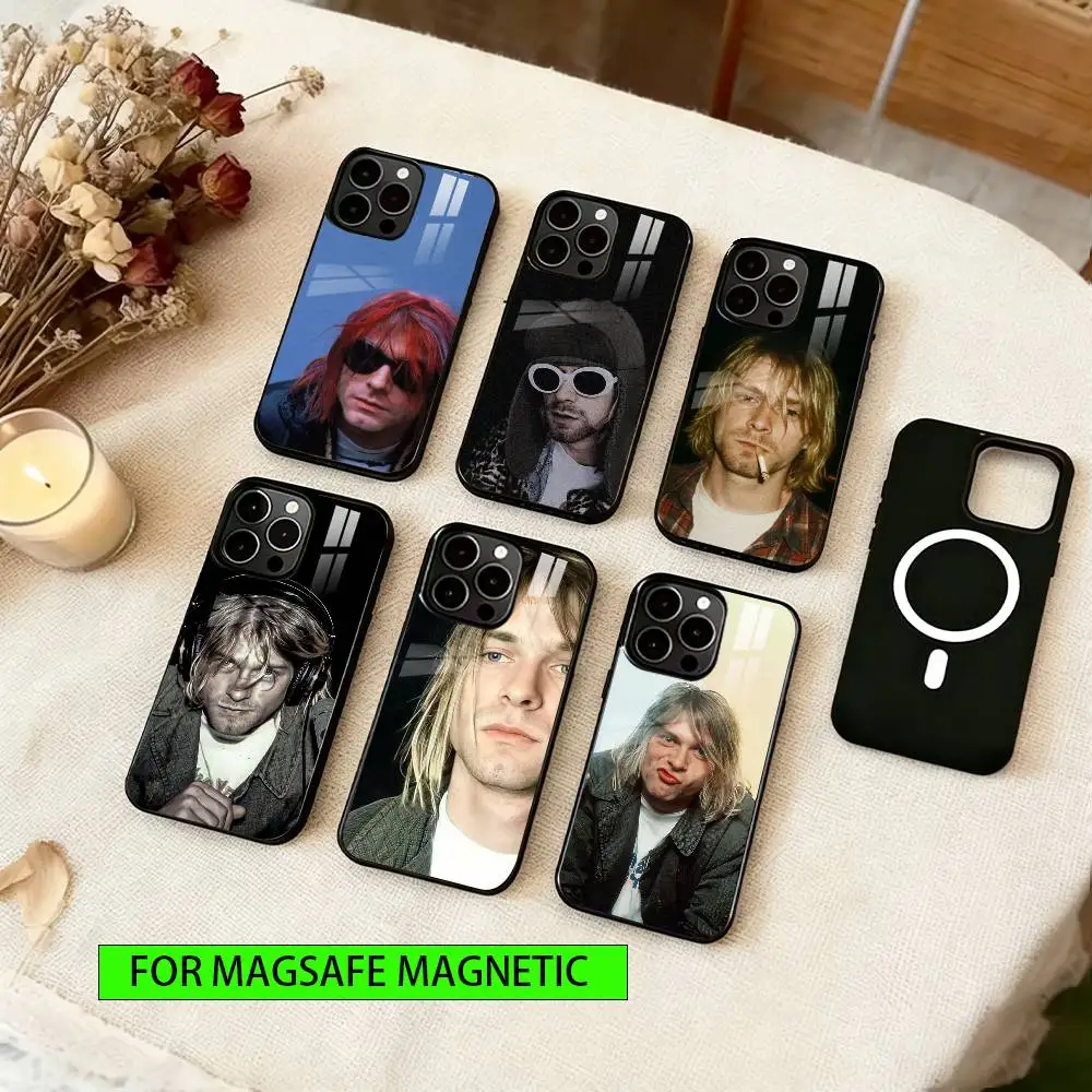 Singer Kurt Cobain Phone Case For iPhone17,16,15,14,13,12,11 Plus,Pro Magnetic with Magsafe Wireless Charging