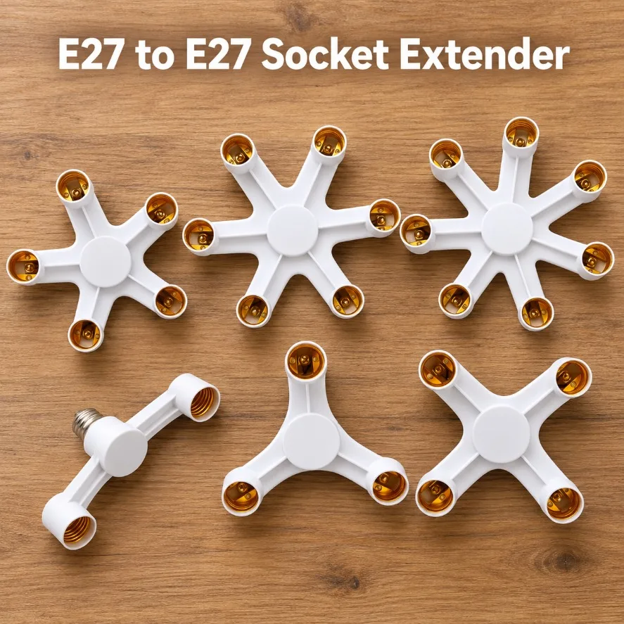 E27 To E27 Socket Extender Multi-way Lamp Base Splitter Adapter 2/3/4/5/6-in-1 E27 Bulb Holder Converter for LED Light Bulb