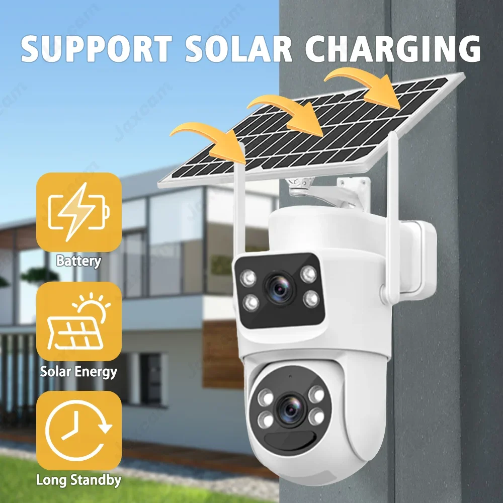 EseeCloud Outdoor 4G Solar Camera 4K 8MP Dual Lens Auto Tracking Solar Panel Human Detection Two Way Audio CCTV security camera