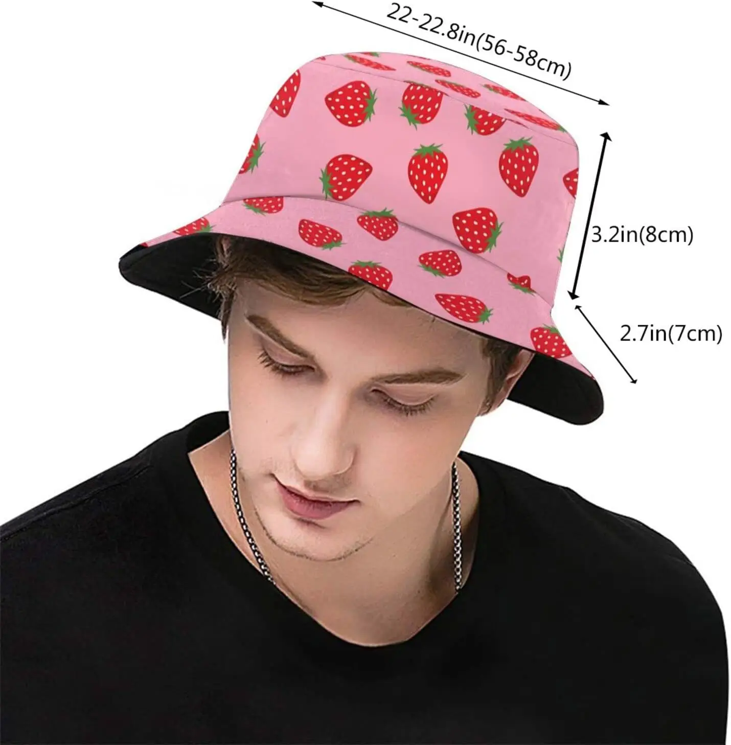 Strawberry Bucket Hat Brim Cap Sun Hat Cute Fisherman Hats Packable Cap Girls Hat for Adults