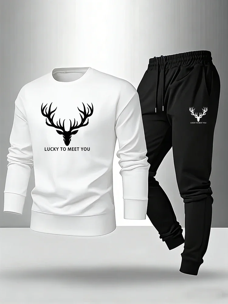 

2026 Autumn Casual Warm Men's Set Single Sweatshirt or Pants Long Sleeve T-shirt Outfit Home Outdoor Male Pullover + Sweatpants