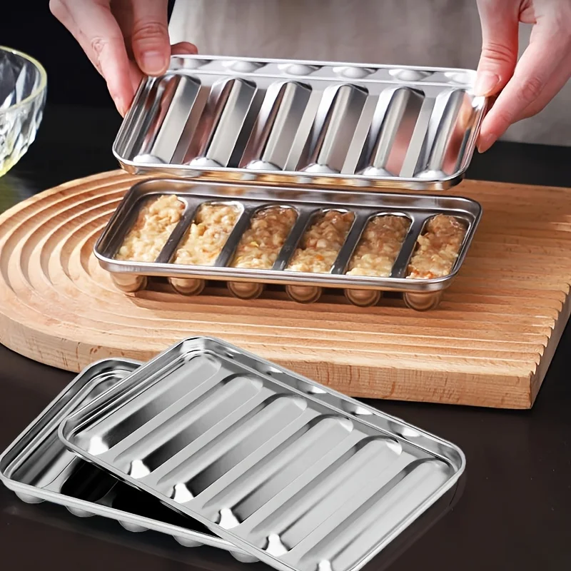 قالب سجق من الفولاذ المقاوم للصدأ - مثالي للنقانق المنزلية ولحم الخنزير والأطعمة العائلية - سهل التنظيف، أداة مطبخ متينة، سهلة التنظيف