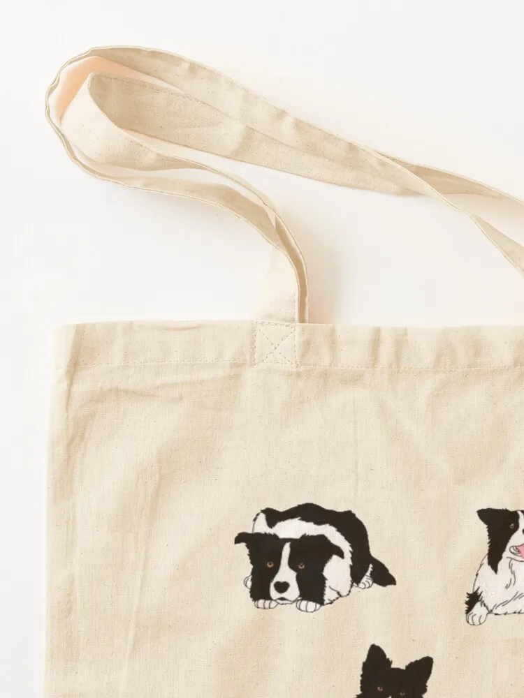 Dobrável lona sacola, Border Collies, saco de compras reutilizável, personalizado