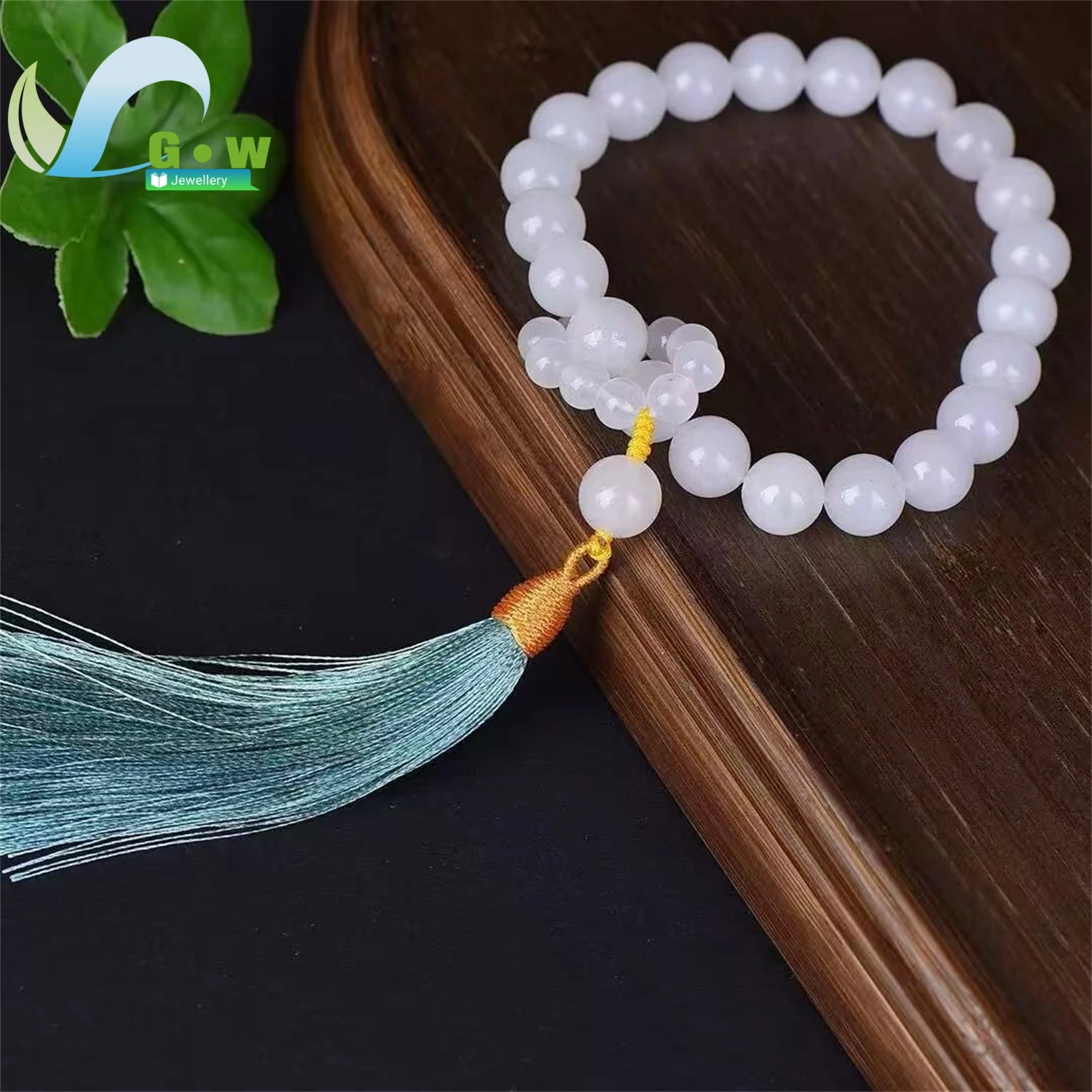 Natural Gold Sheen Jade Tassel Bracelet Soft Wrap Handheld Mala Women's Classic Daily Minimalist Style Jewelry Gift