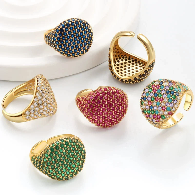 Hot selling Full Zircon Curved Ring in Europe and America Luxurious Starry Sky Rings Party Accessories KOFSAC