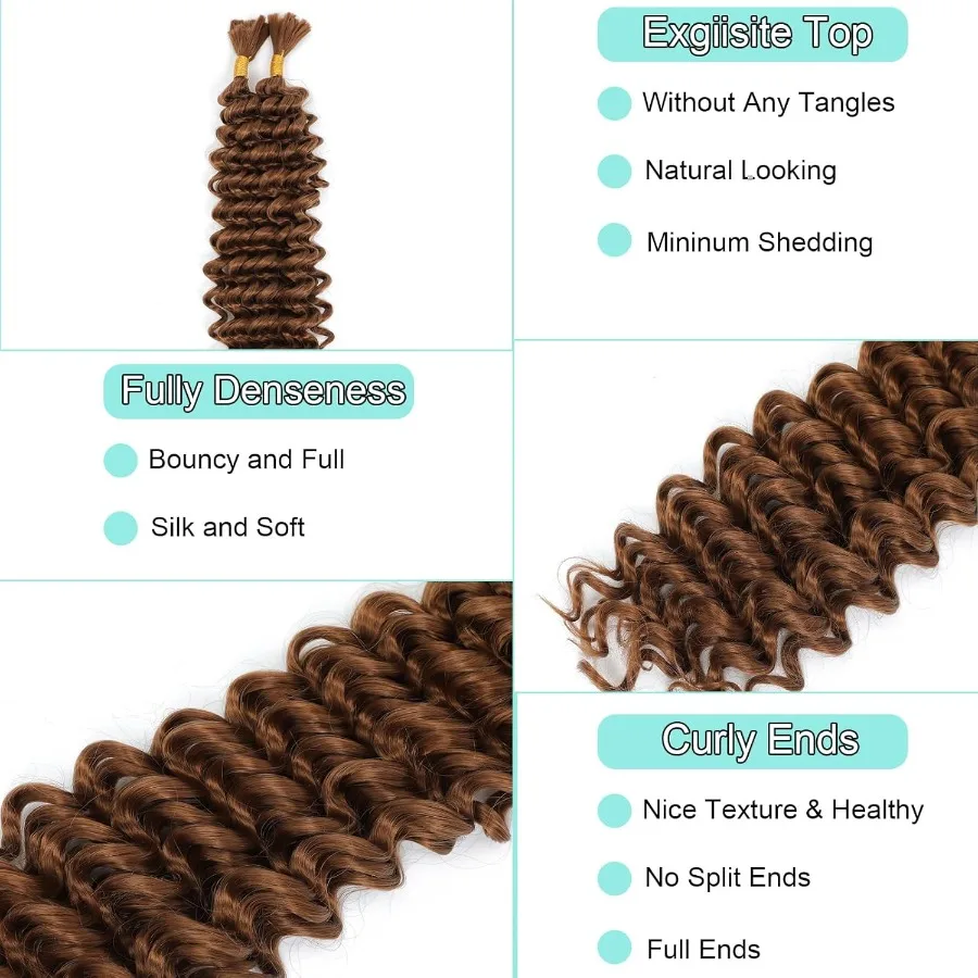 مزيج الشعر البشري الاصطناعية مجعد بوهو الشعر للتضفير 20 بوصة بوهو الضفائر 4 حزم 110 جرام حزمة الرطب والمموج موجة عميقة