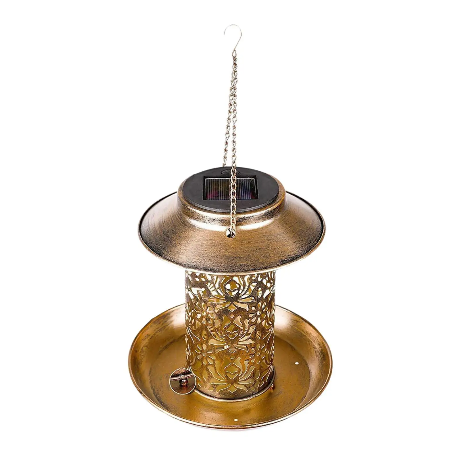 Solar Bird Feeder Outdoor Hanging Lantern Waterproof with Food Tray Multifunction Garden Decoration for Backyard Yard Patio