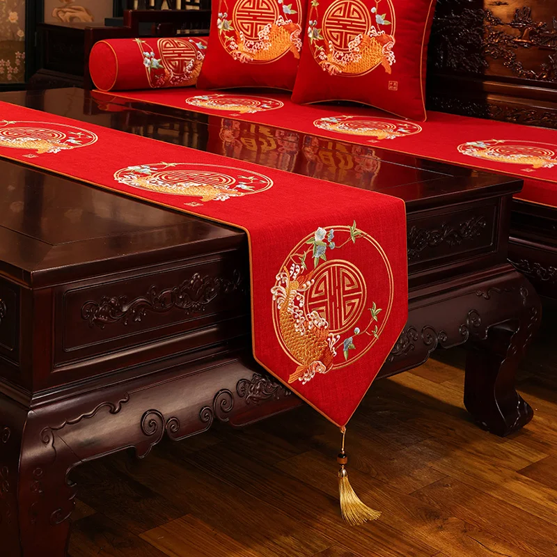 New Chinese-style Table Runner Bed Runner Coffee Table Tea Stand Light Luxury Table Cover Table Flag TV Cabinet Table Flag Pad
