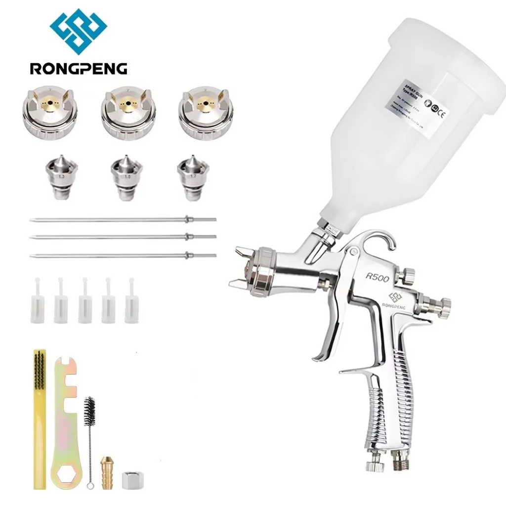 RONGPENG LVLP Paint Spray Gun R500 Automotive Paint Gun Professional Airbrush Kit For Car Painting 1.3/1.4/1.5/1.7/2.0mm Nozzle