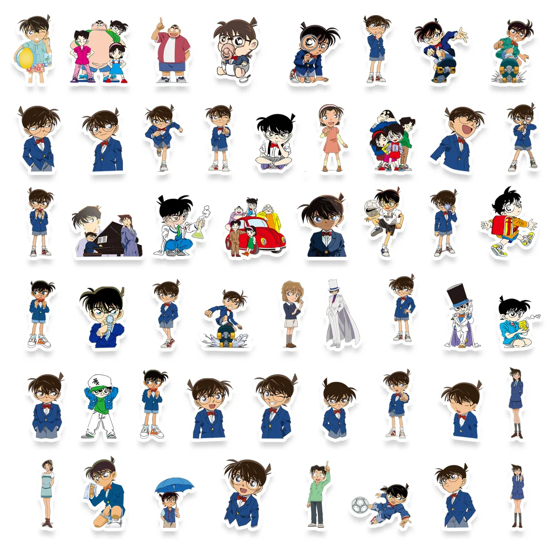 50pcs Detective Conan Cartoon Graffiti Kawaii Sticker Kids Toy Luggage Laptop Phone Case Cartoon Waterproof Decorative Stickers