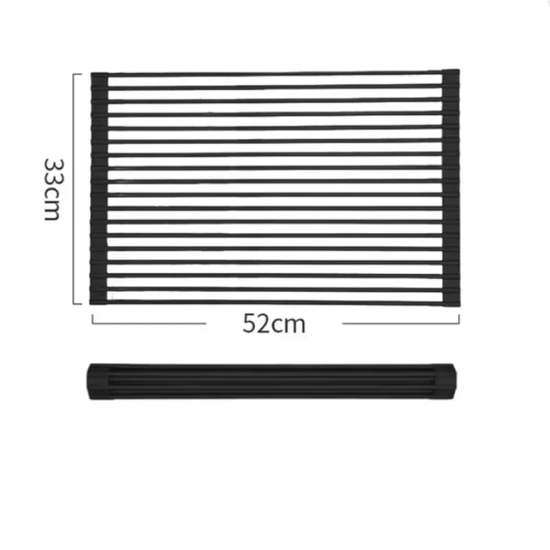 2026 New Large Roll Up Dish Drying Rack Foldable Stainless Steel Sink Drainer Coated Kitchen Tableware Storage Holder