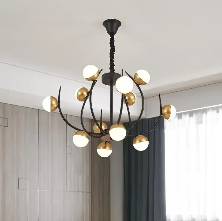 Nordic chandelier creative postmodern living room headlamp light luxury art bedroom lamp simple