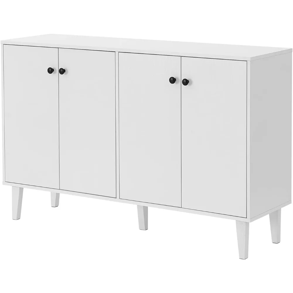 Panana-Armoire de Rangement pour Cuisine, Buffet, Table Console, Salon, 4 Portes, Blanc