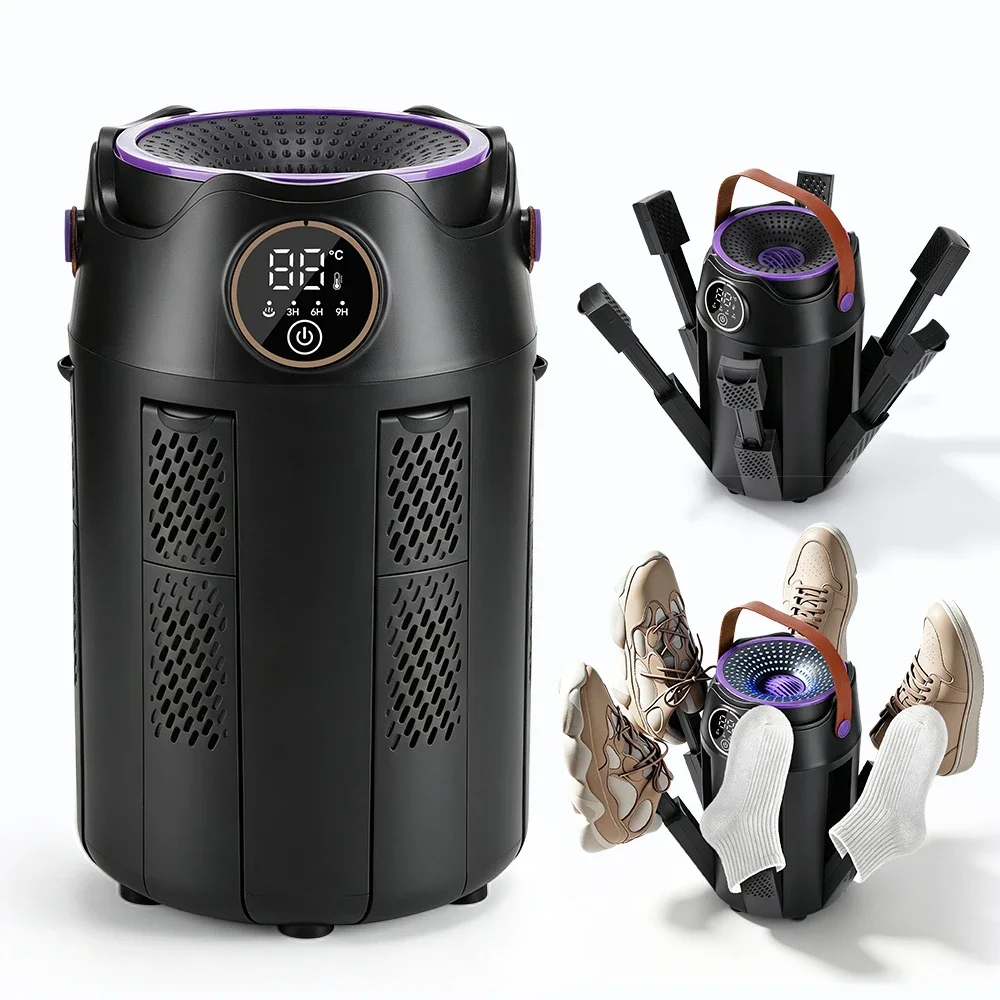 Shoe Dryer Boot Dryer for Sneakers Hiking Boots, 6 Arms Dries 3 Pairs, UV Light, Timer 3/6/9H, PTC Fast Heat, Deodorizer