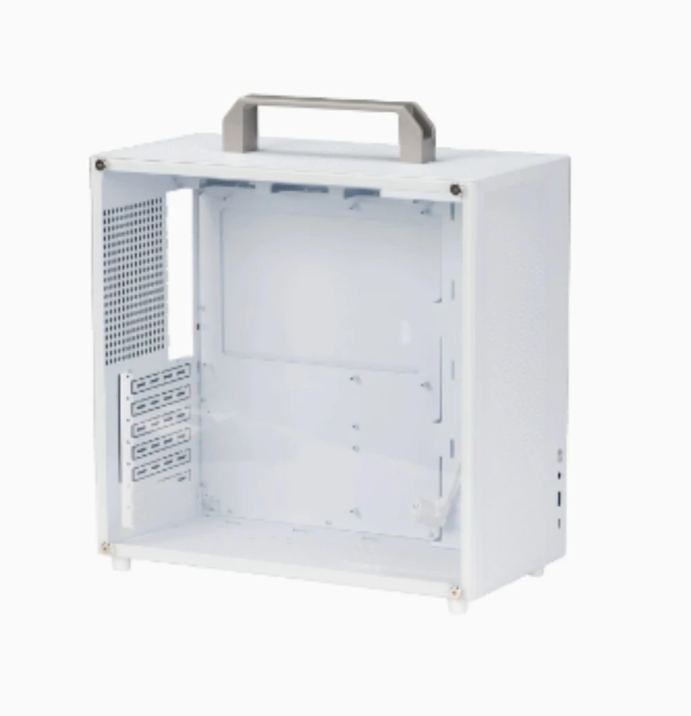 E100PRO Compact Mini Tower ATX mATX Chassis Tempered Glass Side Panel High Airflow Mesh Portable Desktop Gaming PC Case