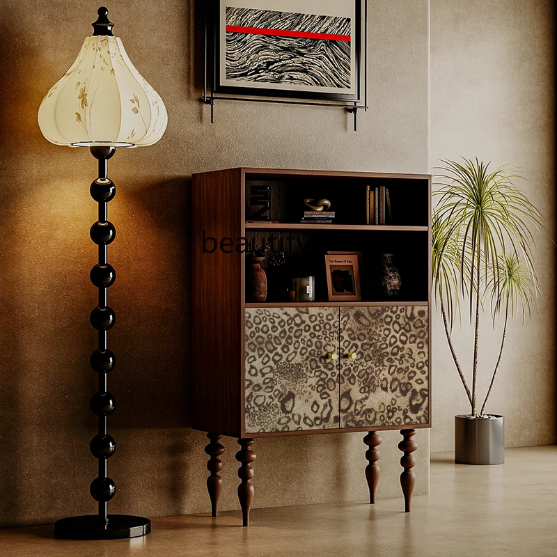 

Retro leopard print art deco chest storage storage living room dining side cabinet sofa side wall cabinet