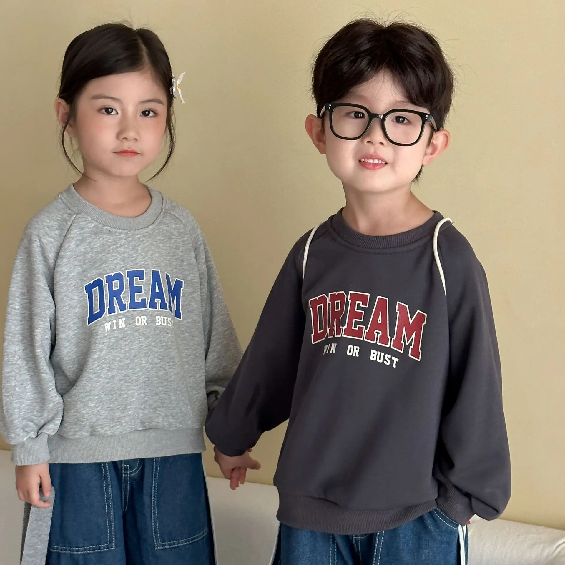 

2025 Autumn New Children Sweatshirt Cotton Boys Girls Letter Print Pullover Kids Long Sleeve Casual Sweatshirt Baby Clothes