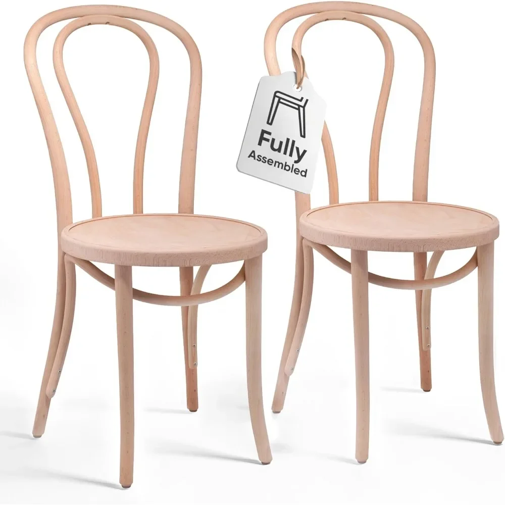 

Hairpin Bentwood Dining Chairs Set of 2 | Natural Handcrafted Wood Frame, Rustic Indoor Furniture | Wooden Chair for Kitche