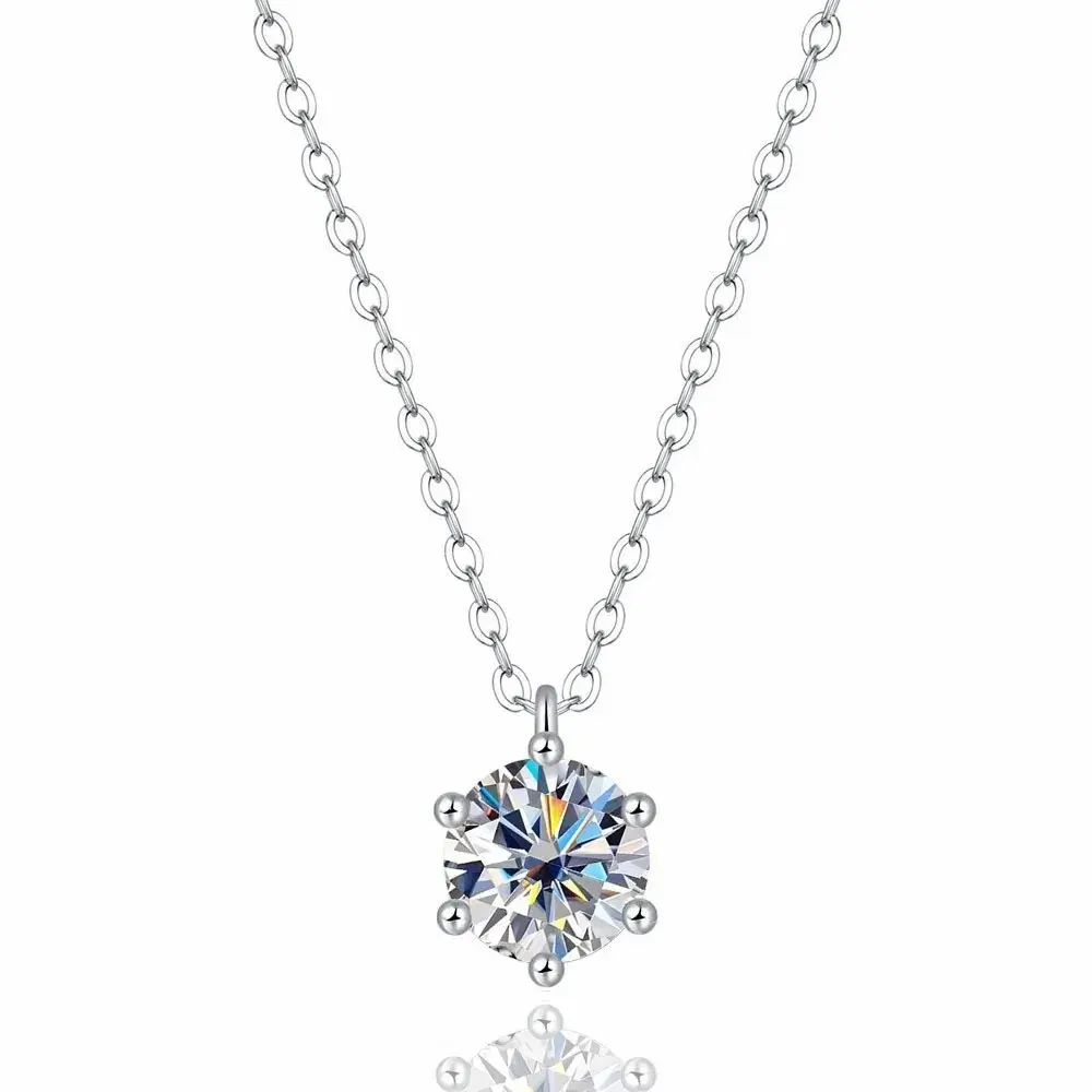 Real D Color 1 Carat Moissanite Pendant Necklace GRA Certificate for Women Wedding Bridal 100% S925 Sterling Silver Fine Jewelry