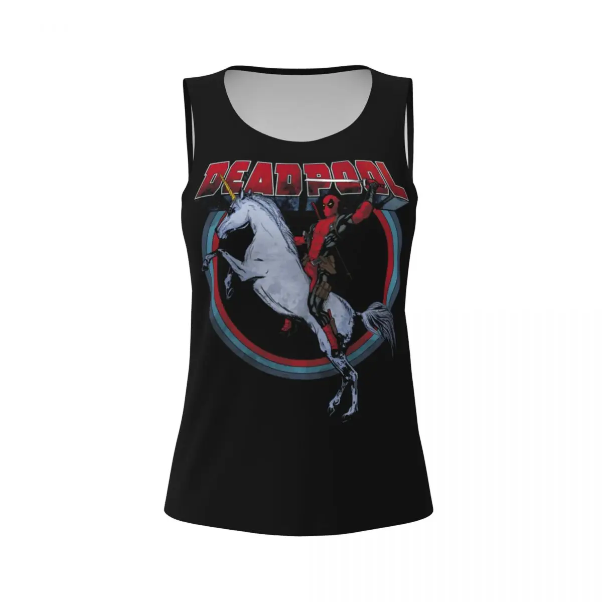 Custom Deadpool On Horseback Workout Tank Tops Women Quick Dry Sleeveless Yoga Shirts