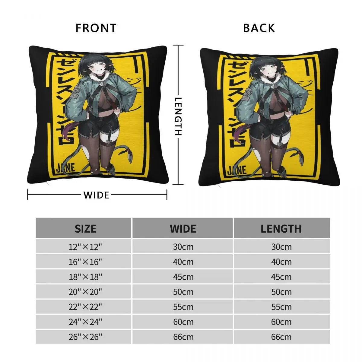 Jane Doe Zenless Zone Zero Game Square Pillowcase Cushion Cover Pillow Case Throw Pillow Cover for Home Sofa Living Room