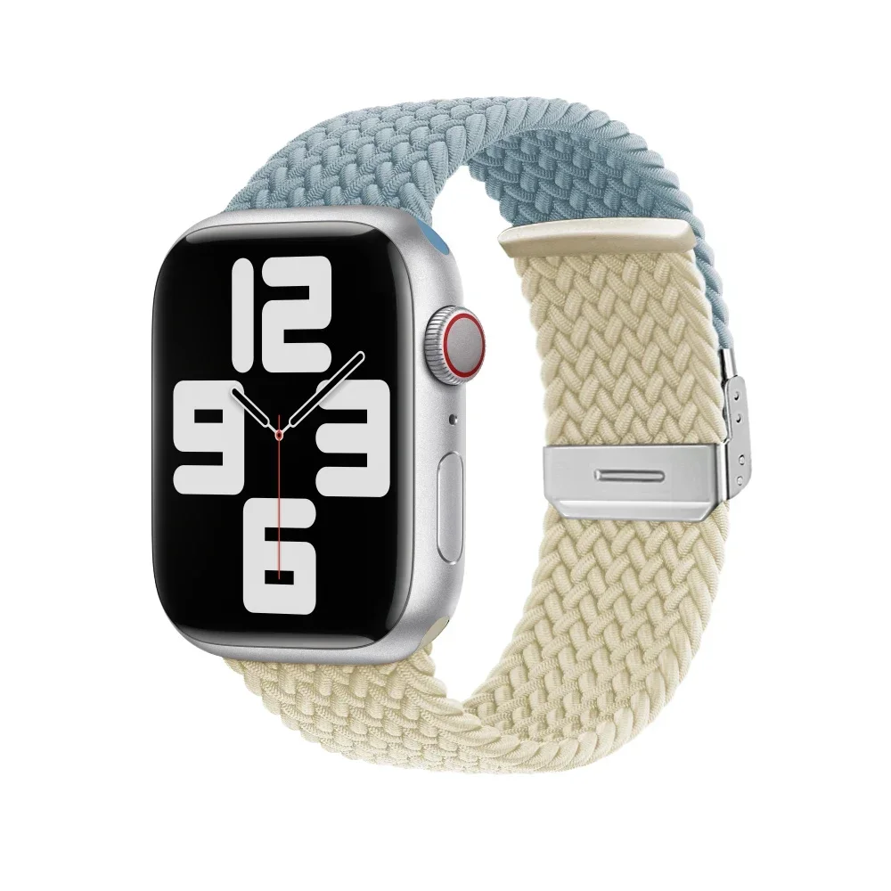Nylon Stretch Band for Apple Watch Strap 46mm 40mm 41mm 42mm 44mm 45mm 49mm Colorblock Woven Bracelet IWatch Series 10 9 8 7SE 5