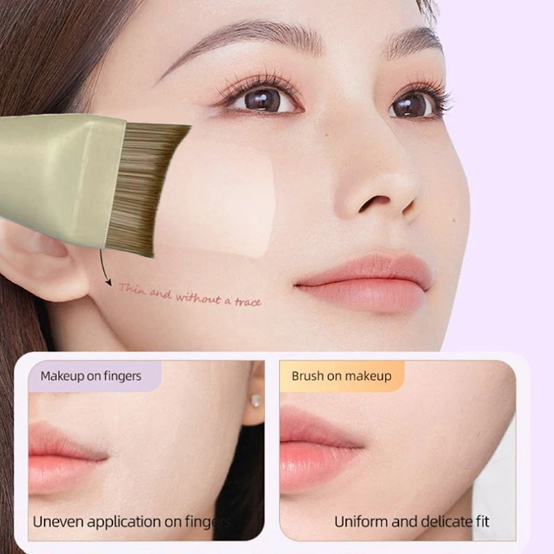 1 szt. Ultra cienki pędzel do podkładu w kształcie półksiężyca Lekki i cienki pędzel do konturowania twarzy Pędzle do makijażu kremowego podkładu