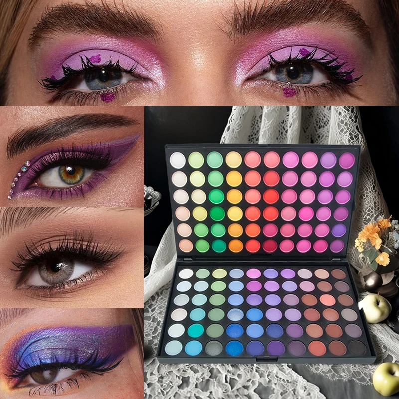 120-Farben-Lidschatten-Palette, glitzernd, matt, schimmernd, Lidschatten-Palette, bunt, hochpigmentiert, Augen-Make-up-Palette für Teil