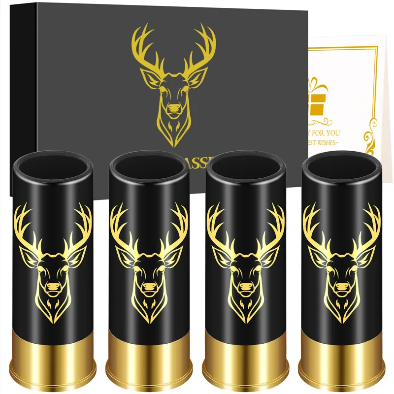 12GA garnitur Small Bullet Shot Cups Elk Design Plastikowe kieliszki do baru Pub Club Restaurant Wedding Party Drinkware Gift Set